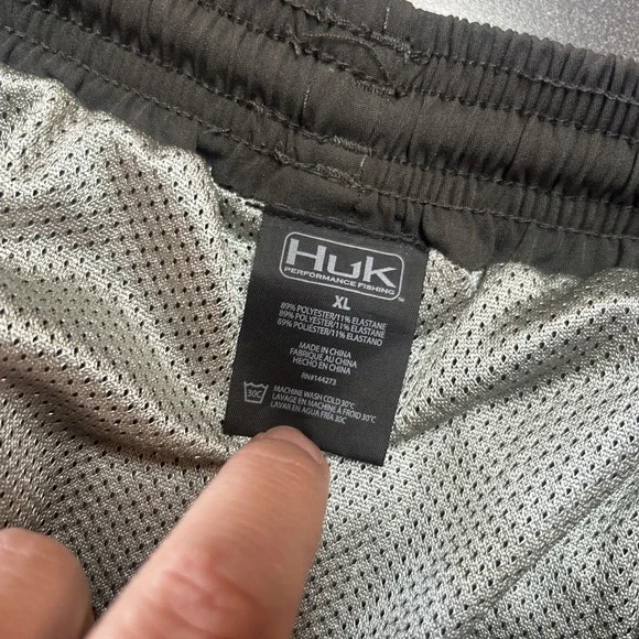 HUK Mens Pursuit 5.5" Volley Swim Shorts XL Gray Lined Drawstring Fishing - Picture 3 of 8